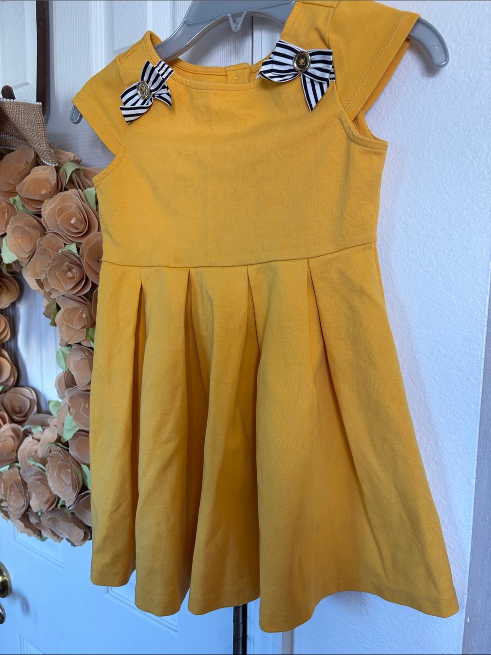 Janie and Jack Mustard Yellow Blue Nautical Bows Dress